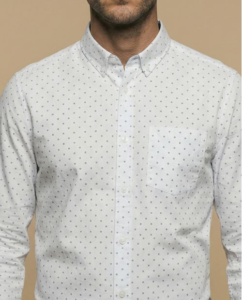 Camisa manga larga con estampado microgeométrico para hombre