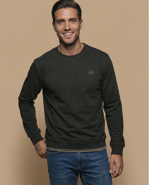 Sudadera manga larga con cuello redondo y ribete a contraste para hombre