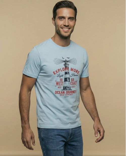 Camiseta básica manga corta con cuello redondo para hombre