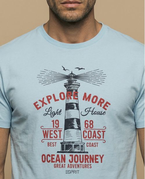 Camiseta básica manga corta con cuello redondo para hombre