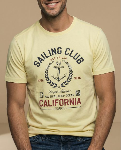 Camiseta manga corta con estampado náutico para hombre