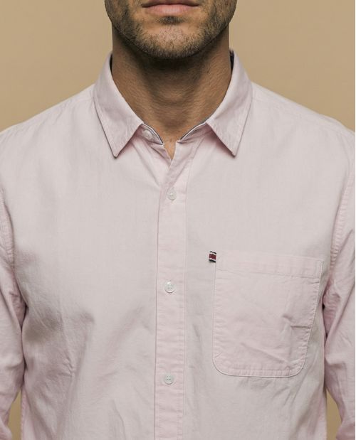 Camisa oxford manga larga con cuello abotonado para hombre