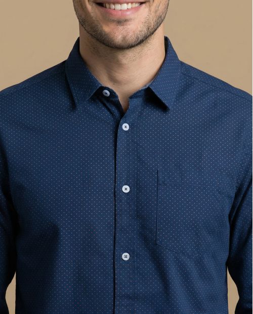 Camisa clásica manga larga con estampado de microlunares para hombre