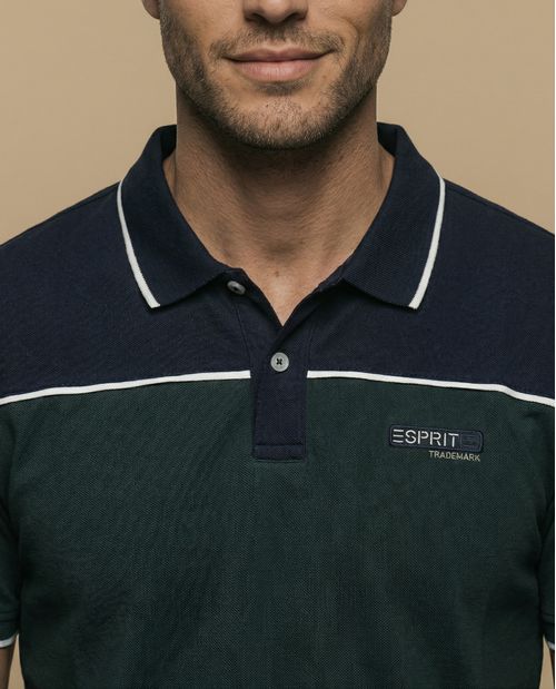 Polo manga corta con diseño de bloques de color para hombre