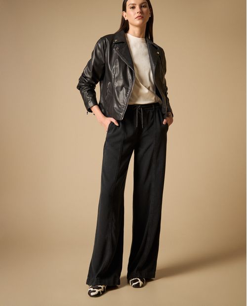 Pantalón palazzo con cordón ajustable para mujer