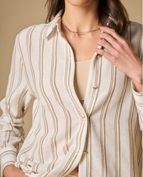 Camisa clásica con rayas verticales para mujer
