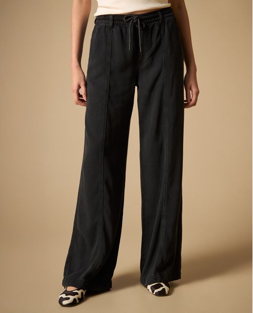 Pantalón palazzo con cordón ajustable para mujer