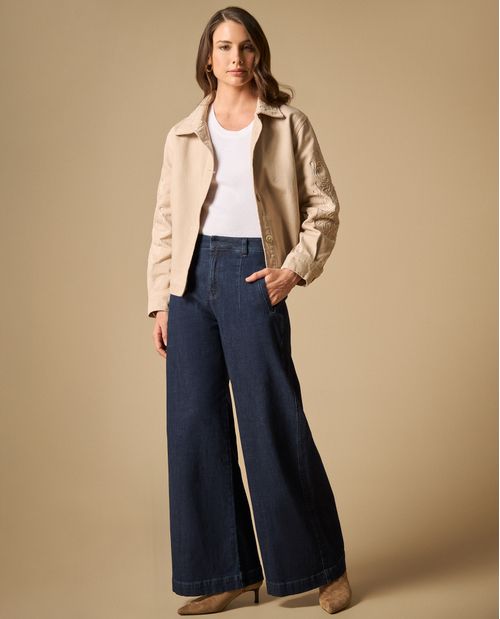 Pantalón palazzo de talle alto para mujer