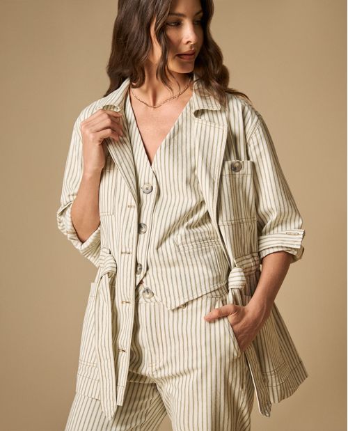 Chaleco camisera manga sisa de rayas