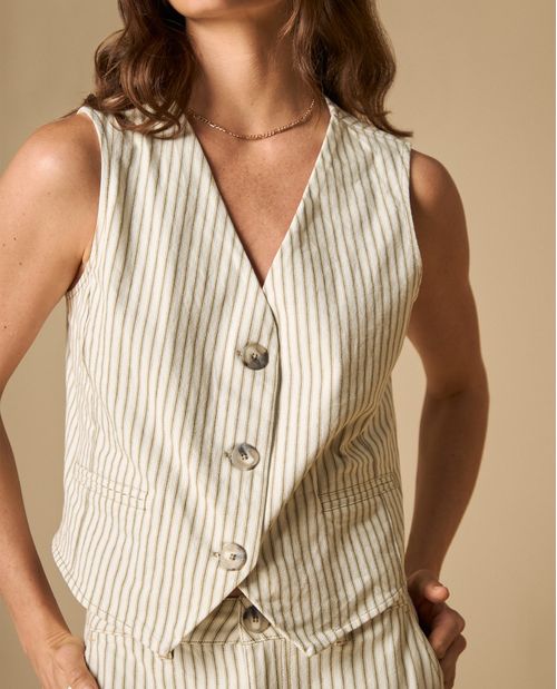 Chaleco camisera manga sisa de rayas