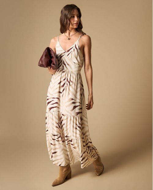 Vestido largo de tiras estampado