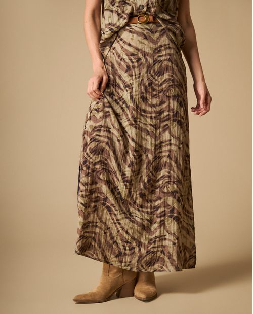 Falda larga con abertura lateral con estampado animal print