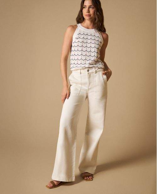 Pantalón wide leg talle alto para mujer