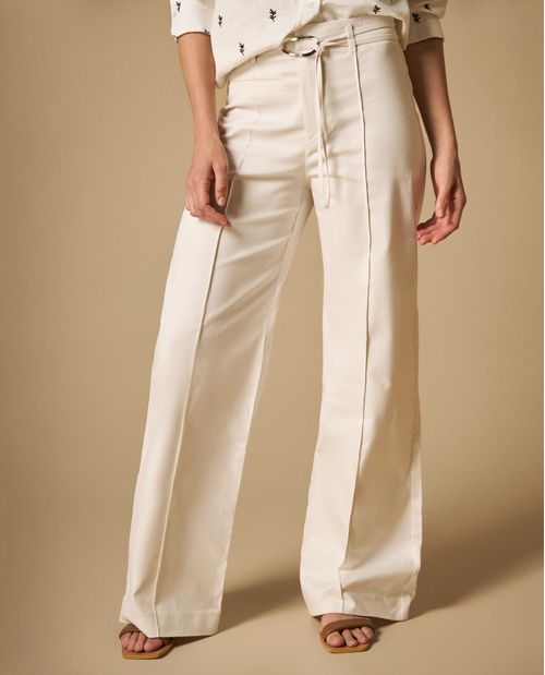Pantalón wide leg con cordón ajustable para mujer