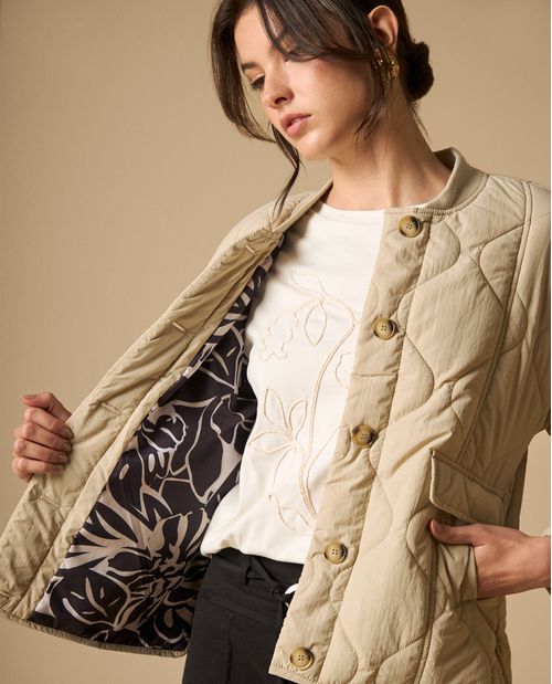 Chaqueta acolchada con patrón romboidal para mujer