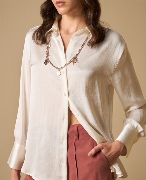 Camisa oversize con detalle de logo para mujer