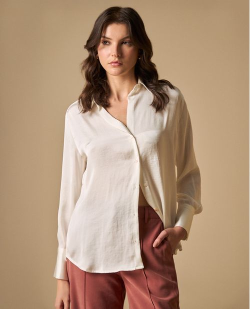 Camisa oversize con detalle de logo para mujer