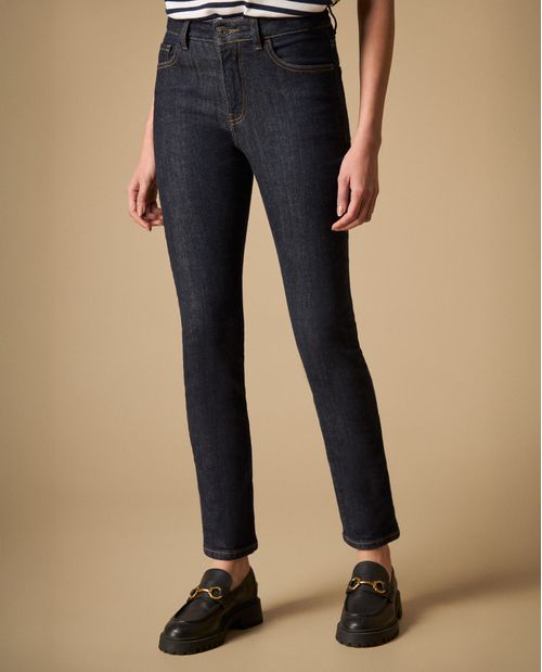 Jean recto talle alto cinco bolsillos para mujer