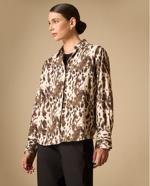 Camisa animal print manga larga para mujer