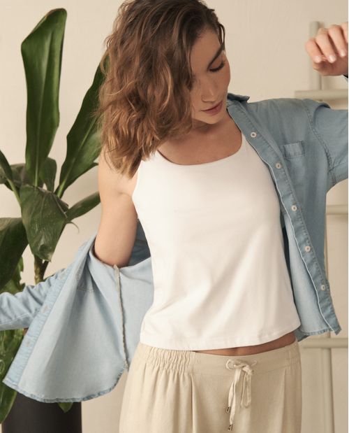 Camiseta básica manga sisa para mujer