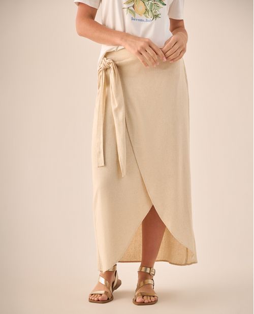 Falda Midi Wrap con Amarre Lateral