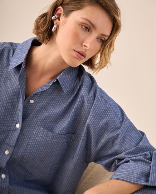 Camisa Oversized Rayas Azul
