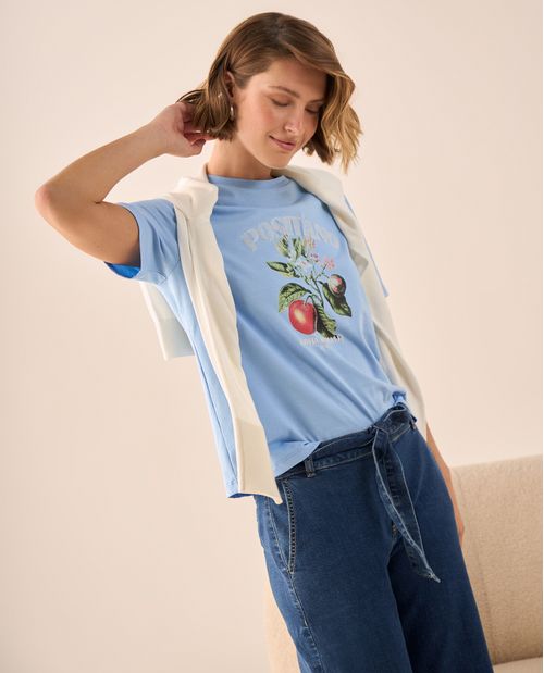 Camiseta Naranja con Estampado Sicily Market