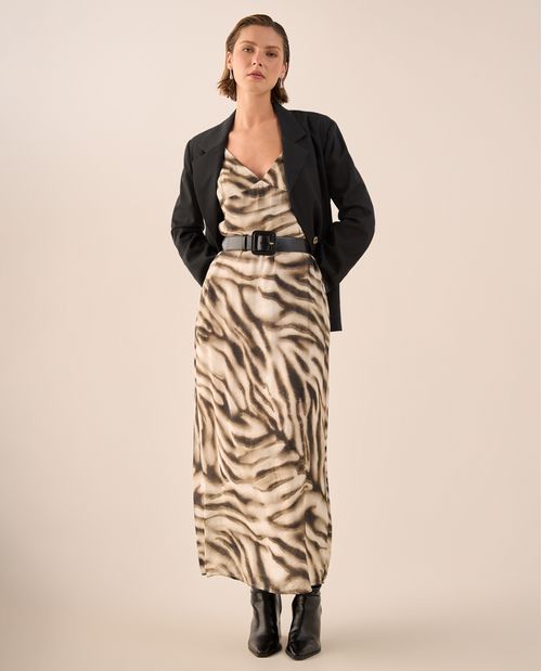 Vestido Midi con Estampado Animal Sofisticado