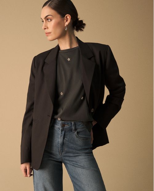 Blazer Negro Oversized con Solapas Amplias