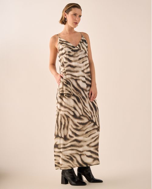 Vestido Midi con Estampado Animal Sofisticado