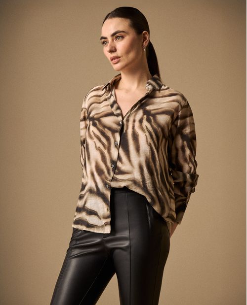 Camisa Animal Print Tonos Neutros