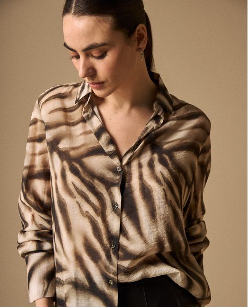 Camisa Animal Print Tonos Neutros