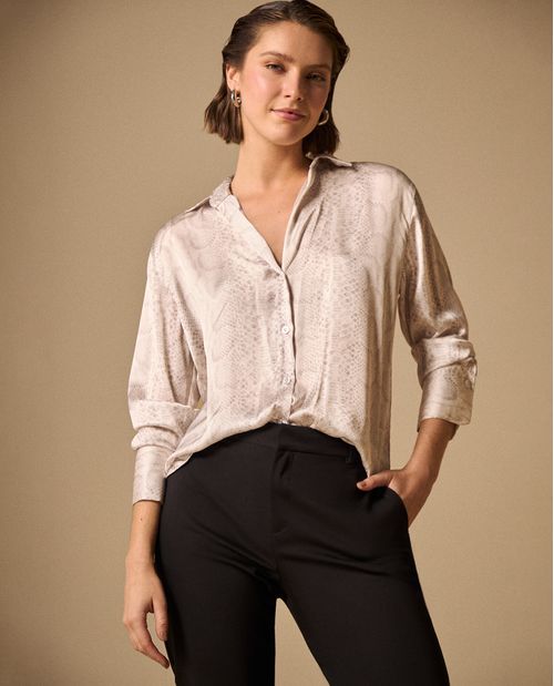 Camisa Texturizada Crudo Grisáceo