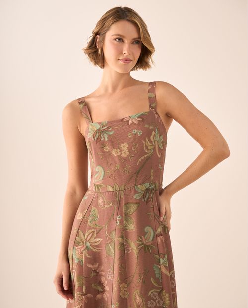 Vestido Largo Floral con Tirantes Ajustables