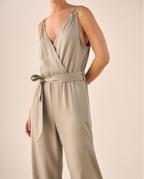 Enterizo Cruzado Beige con Tirantes Ajustables