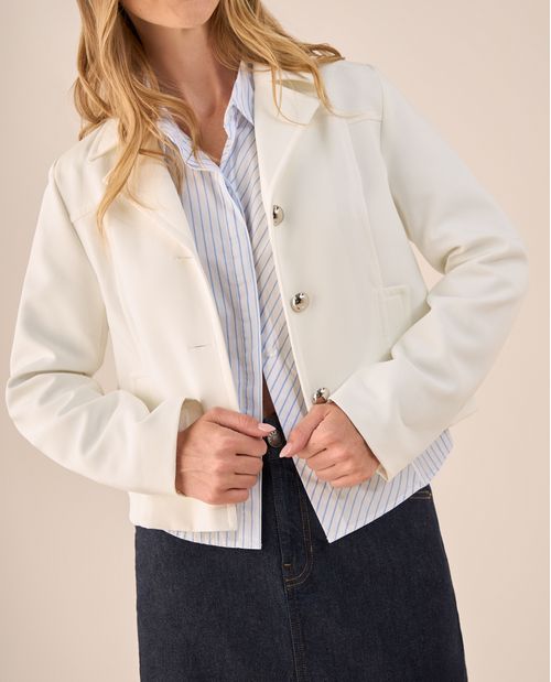 Blazer Blanco con Botones Dorados