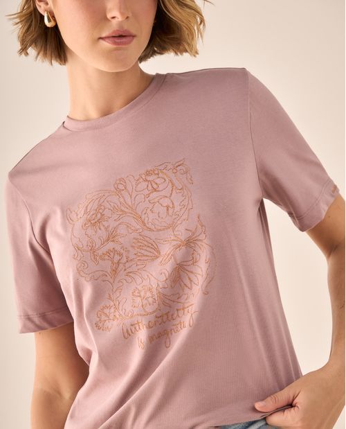 Camiseta Verde Bordado Floral Wild Blooms