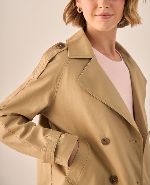 Trench Verde Olivo con Doble Botonadura