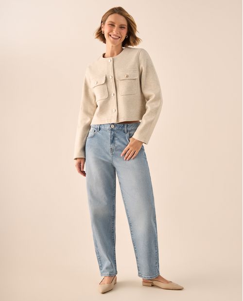 Jean Barrel Azul Claro con Tiro Alto