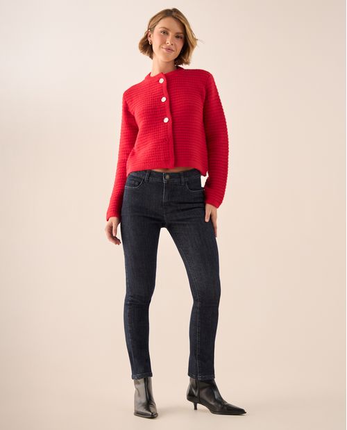 Jean Slim Azul Oscuro Tiro Alto