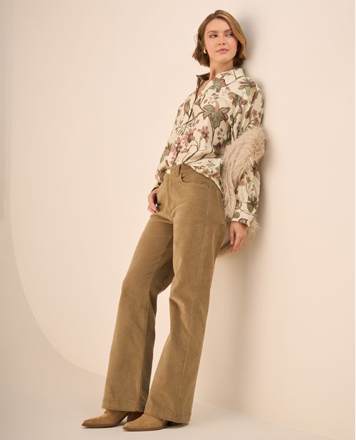 Pantalón Pana Verde Wide Leg