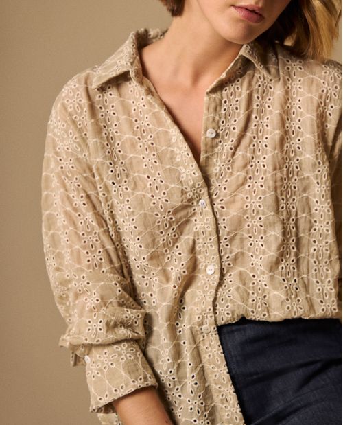 Camisa con Bordado Inglés Calado