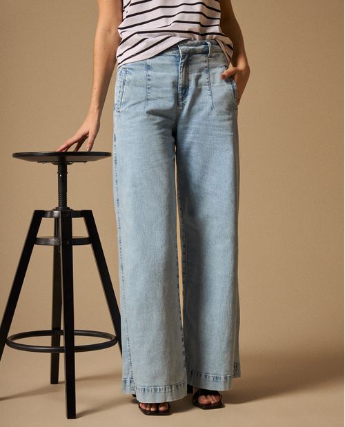 Jean Wide Leg Azul Claro Tiro Alto
