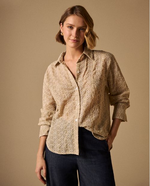 Camisa con Bordado Inglés Calado