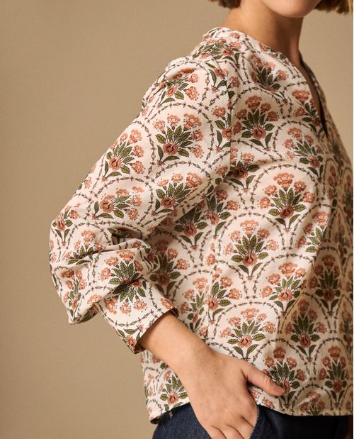 Camisa Estampado Botánico Manga Larga