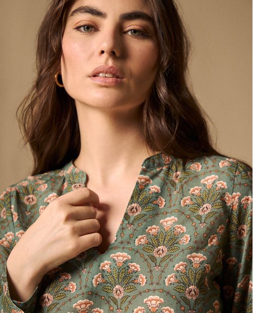 Camisa Estampado Botánico Manga Larga