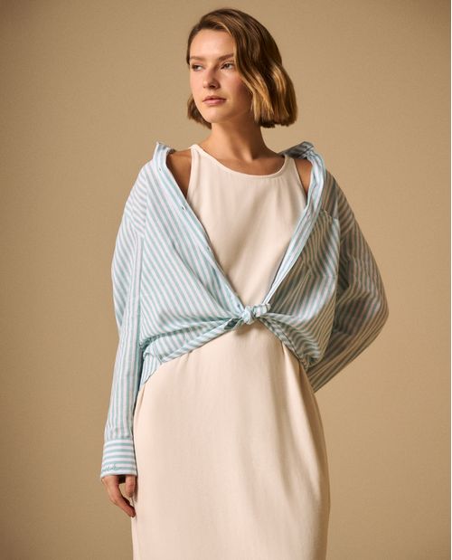 Camisa Rayas con Bordados en Puños