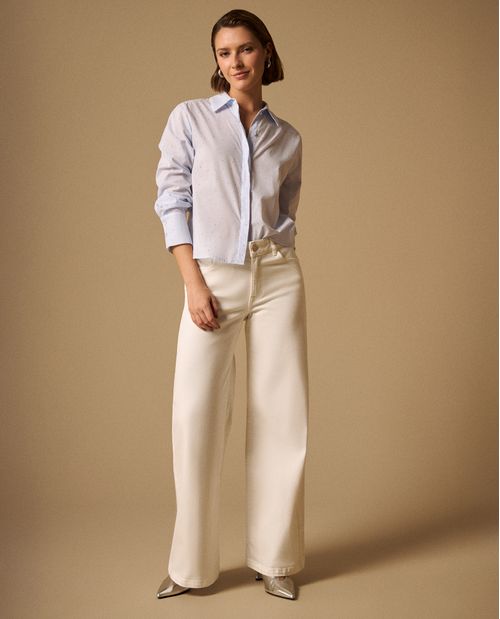 Jean Wide Leg Blanco Tiro Alto