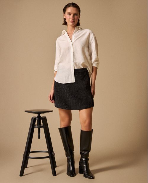 Falda Negra Texturizada Mini