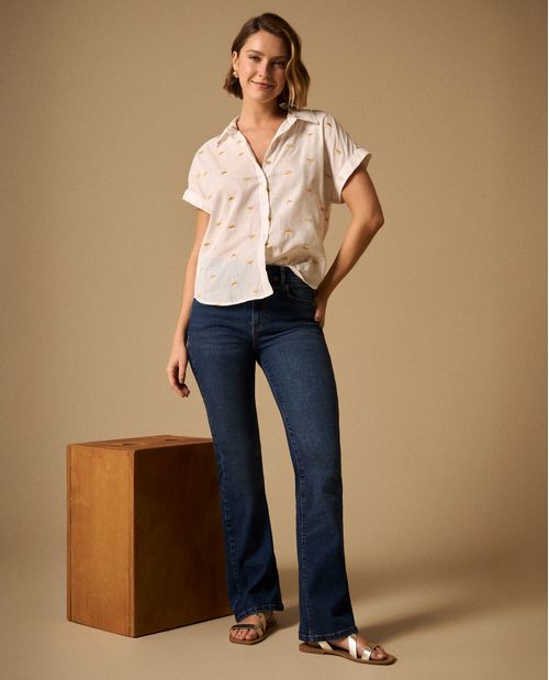 Jean Flared Azul Oscuro con Cáñamo Sostenible